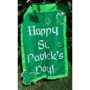 St. Patrick's Day Dangling Irish Shamrocks Double Sided Garden Flag by Evergreen